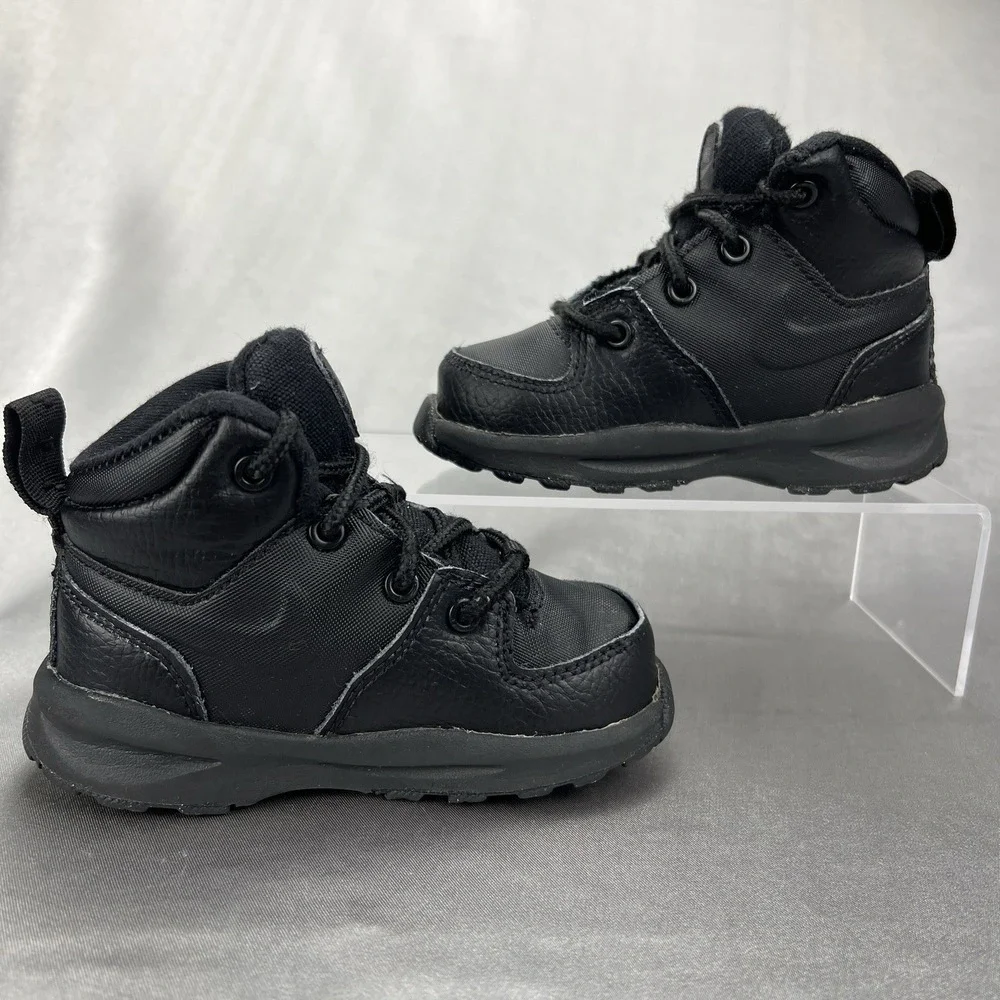 Nike Manoa Leather Toddler Boot Black Lace Up Ankle BQ5374-001 Size 6C Shoes